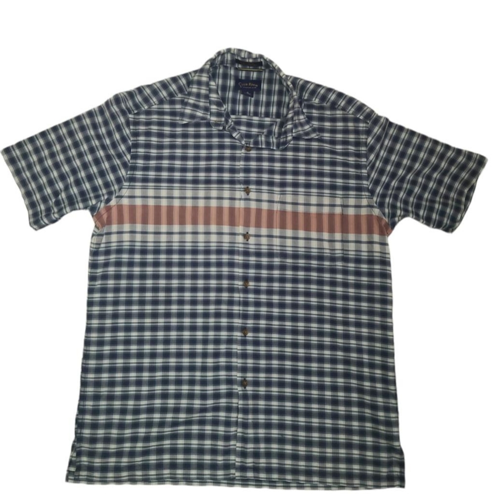Club Room Men's Button Down Shirt Plaid Size M Cotton 100%